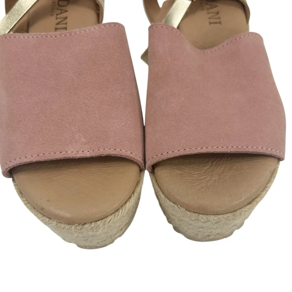 Cordani Blush Pink Suede and Gold Strap Espadrille Sandals
